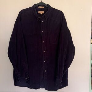 VINTAGE Lord & Taylor Navy Blue Corduroy 90’s Button Down Shirt Size XL